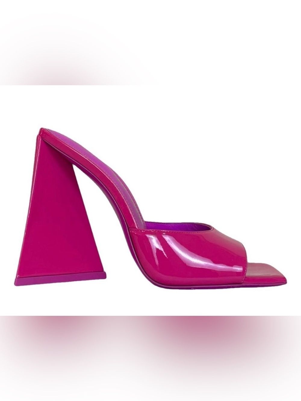 The Attico Bright Fuchsia Patent Block-Heel Mule